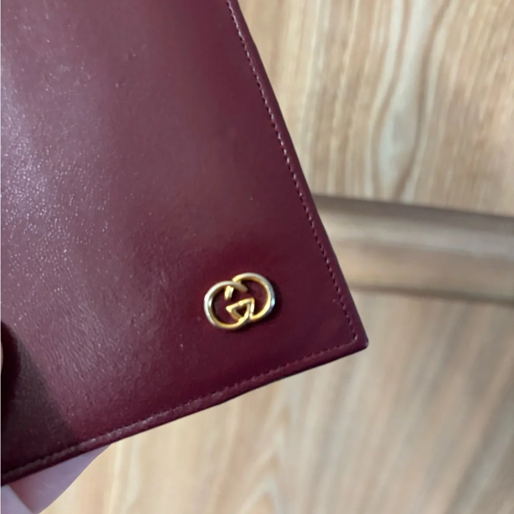 Auth OLD GUCCI Interlocking G Leather Passport Cover Case Bordeaux - Picture 3 of 8